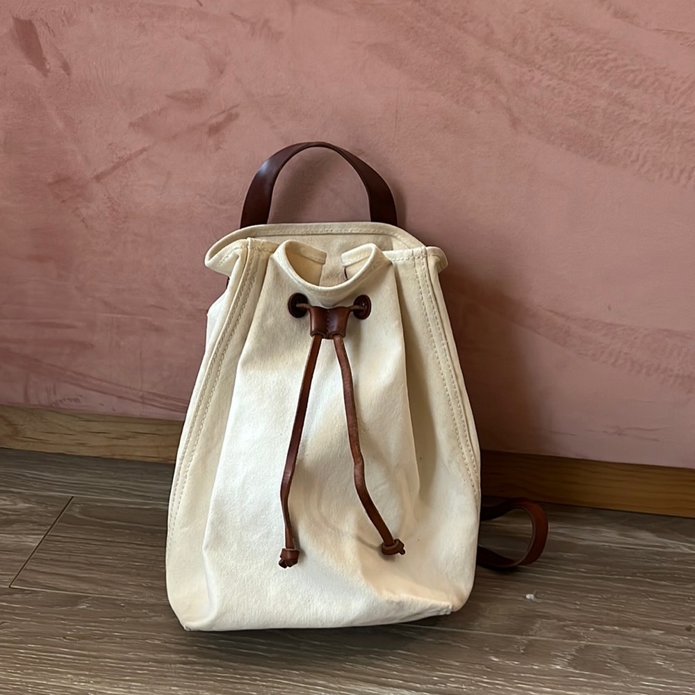 Madewell off white canvas backpack with leather straps